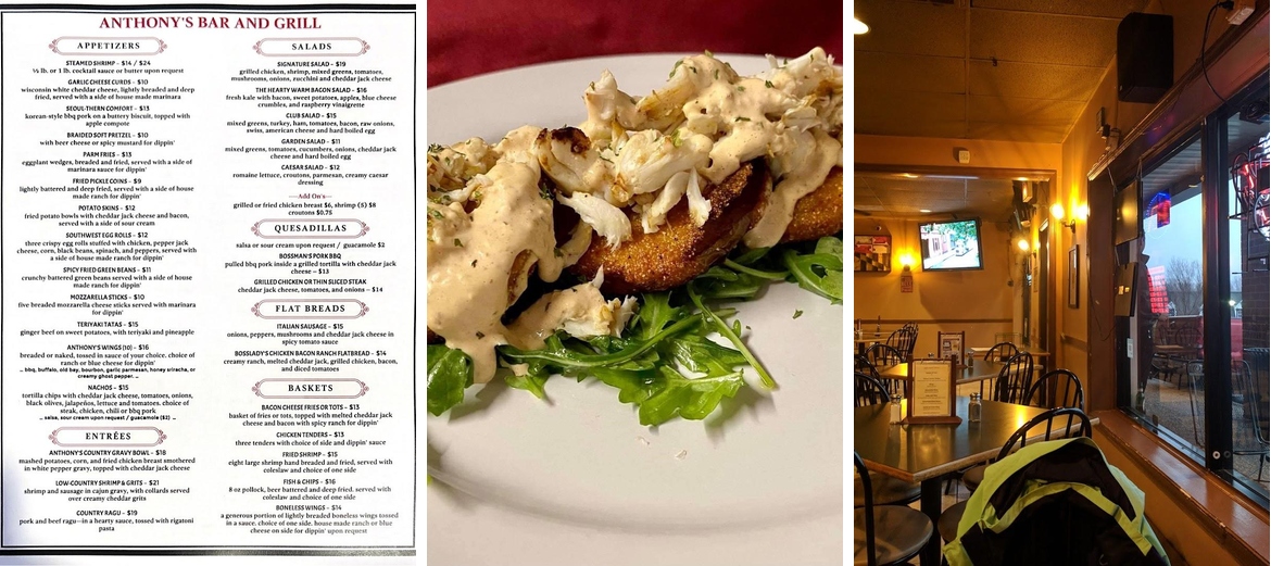 Anthony's Bar and Grill Menu